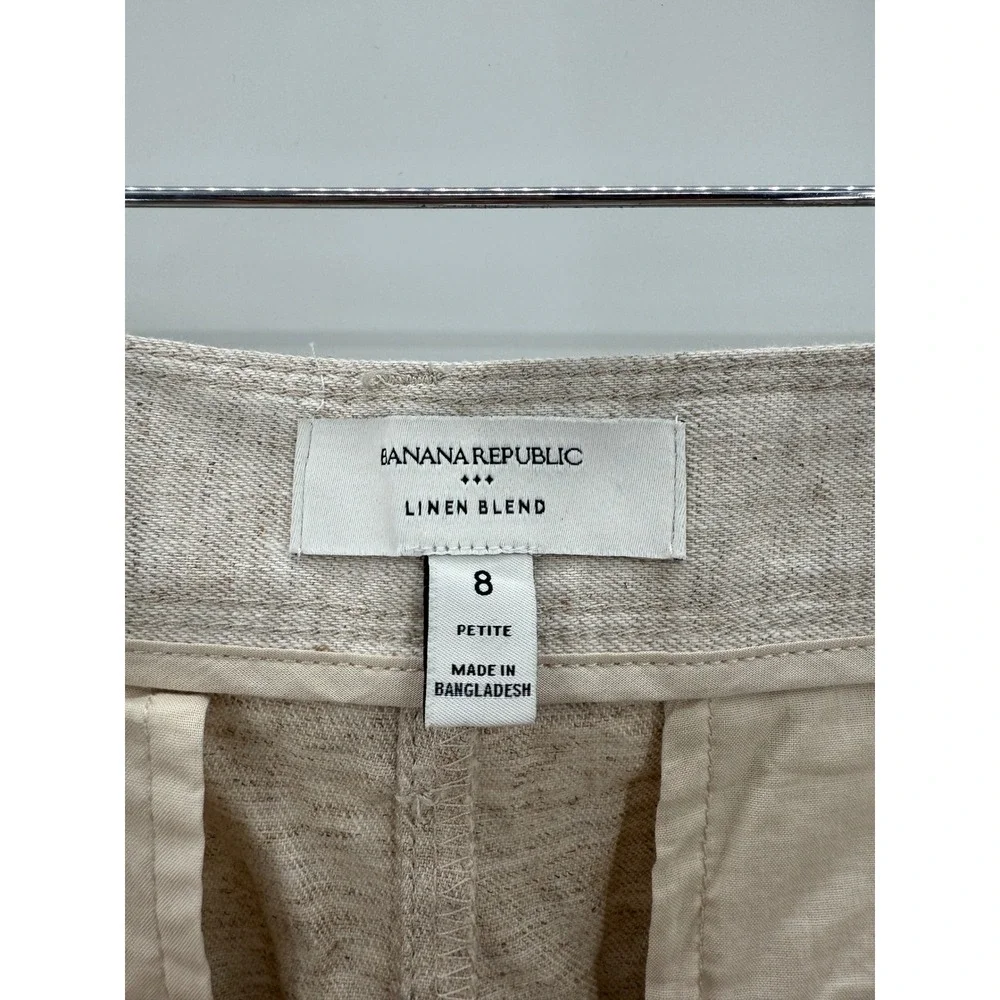 Banana Republic Linen Blend Wide Leg Pleated Trousers‎ Pants Size 8 Petite NEW